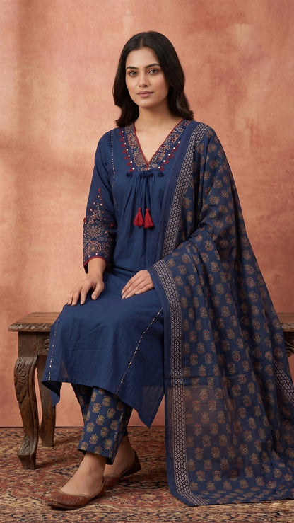 Jasmine Cotton kurta Set with dupatta