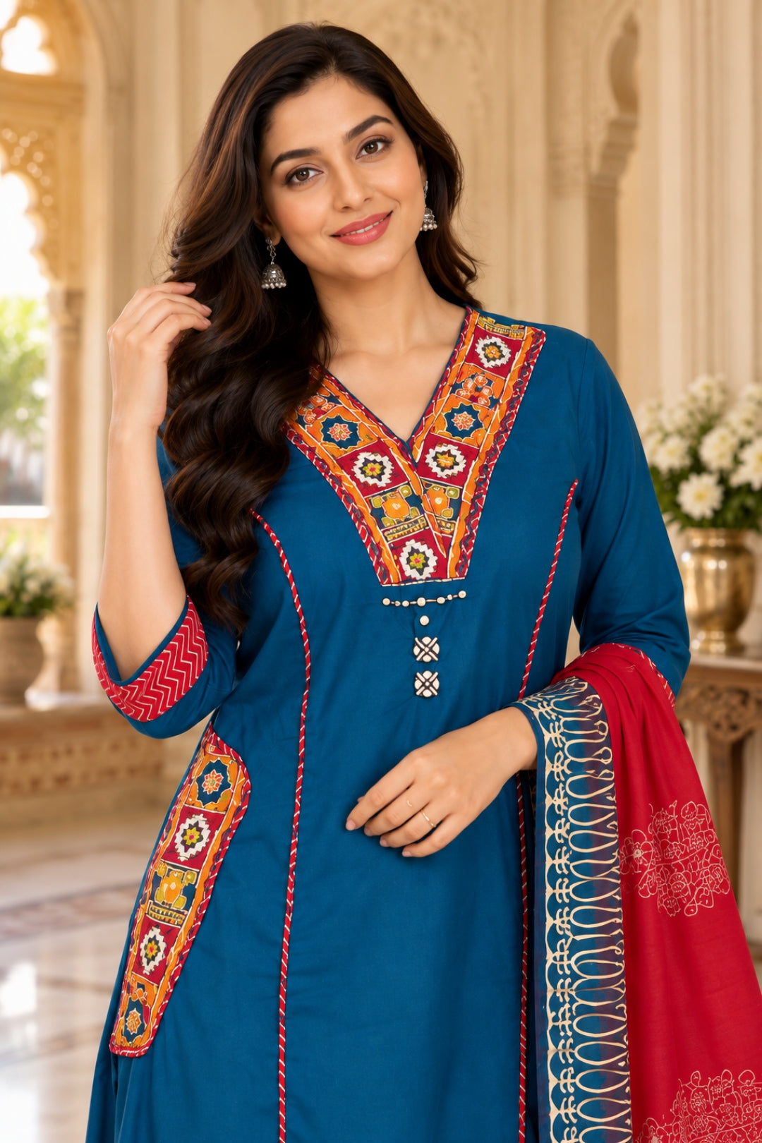 NAZAKAT cotton kurta set with pants & dupatta