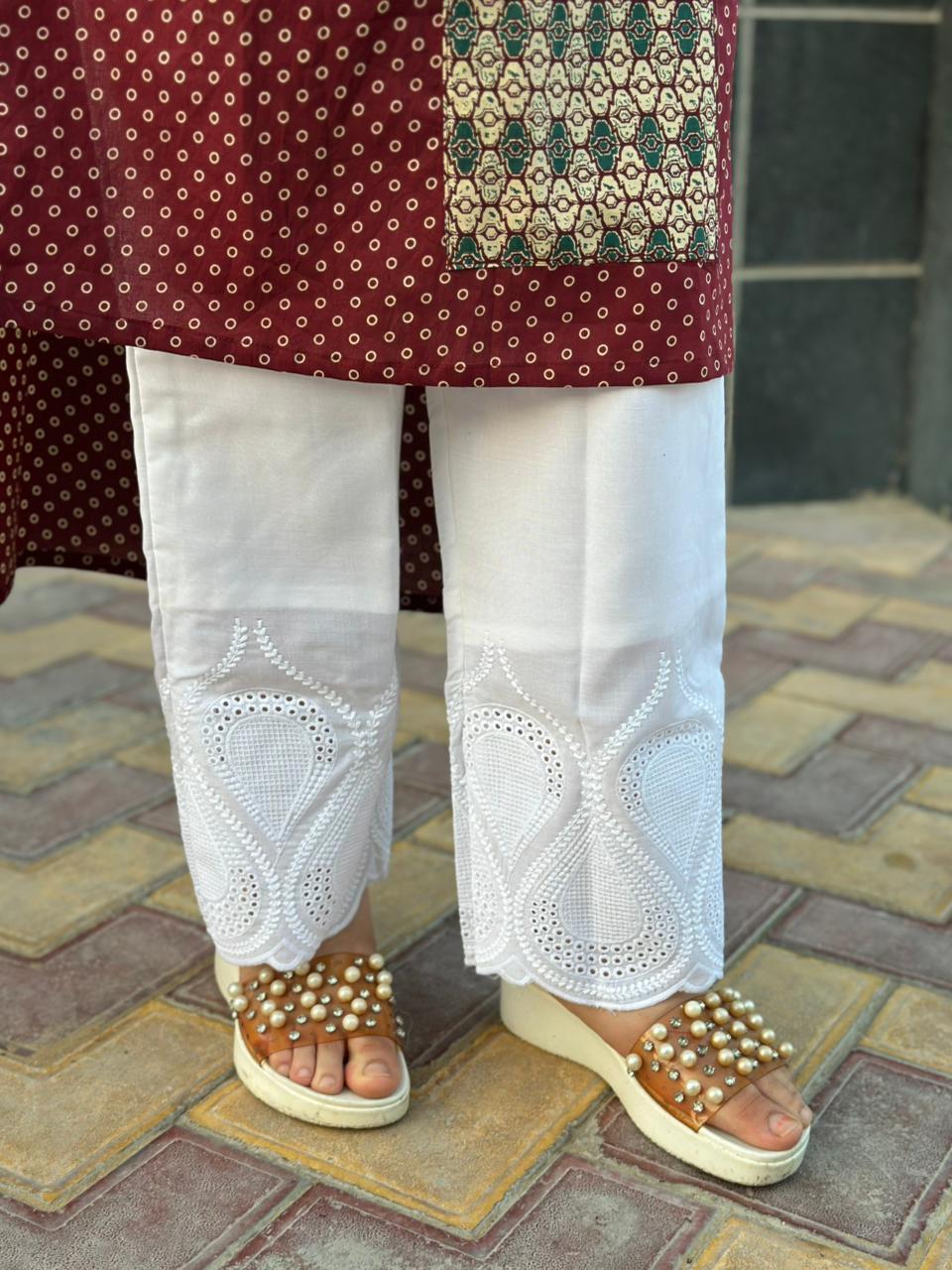 Cotton chikankari hakuba pants