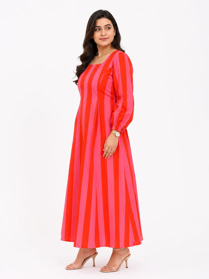 Inayat striped cotton dress for women