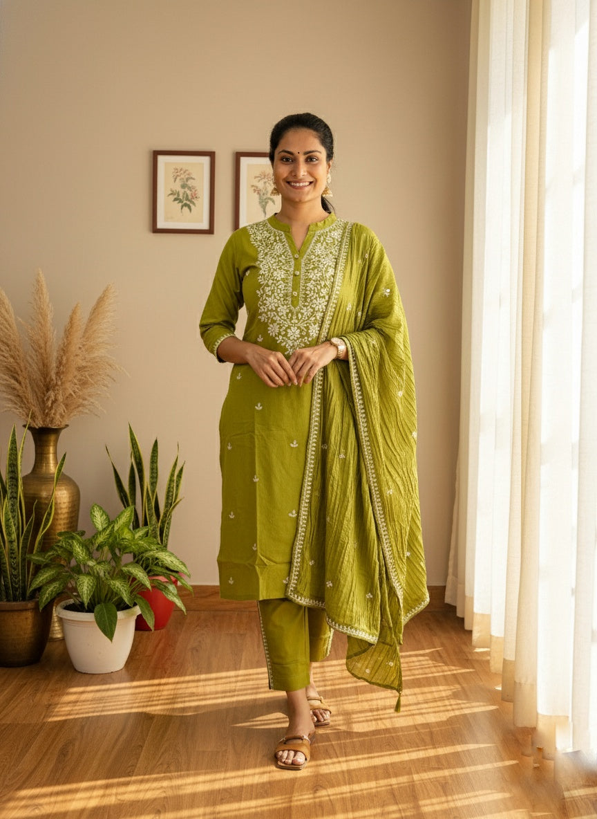 Premium Cotton Suit For Women GRN