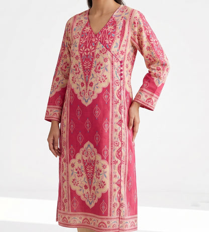 Gulmohar angrakha Cotton kurti for women pink