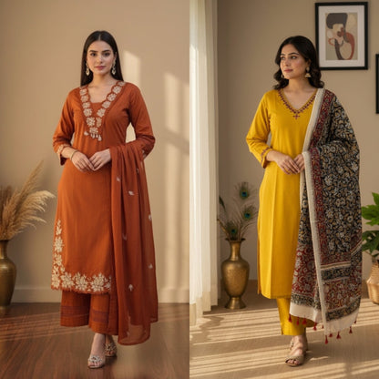 Suit set combo of two yellow and orange