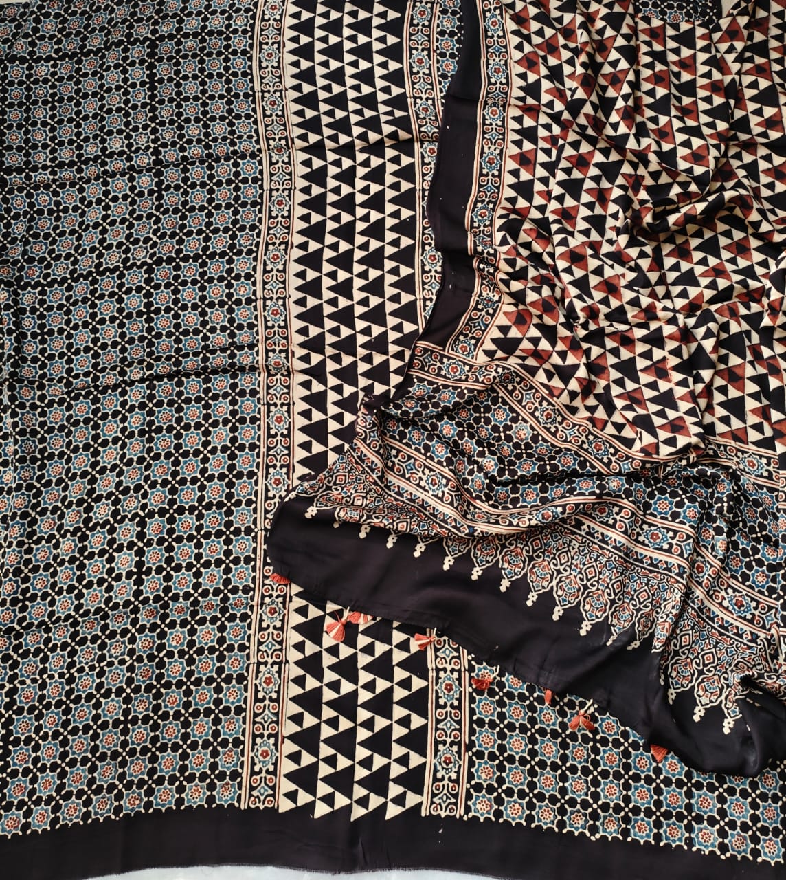Modal Silk Ajrakh 2 Piece Unstitched Suit