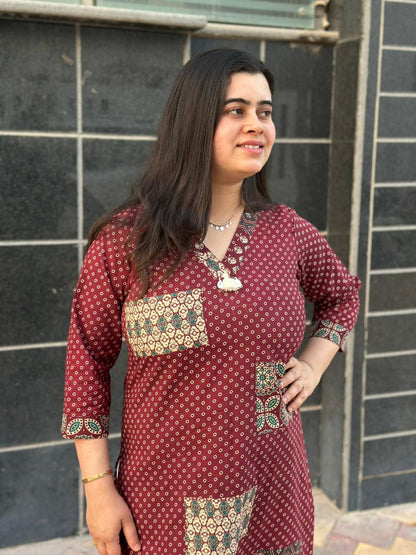 Airy Cotton kurti for women with patchwork