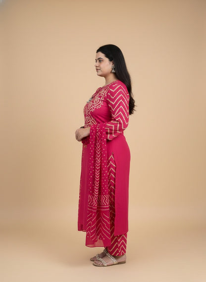 Amayra Cotton Kurta Embroidery Work Kurti Pant And Dupatta