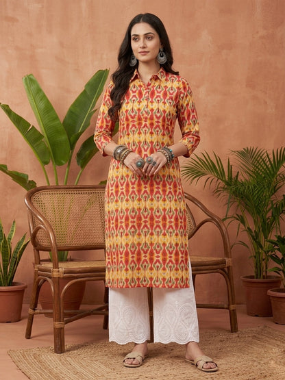 Airy Cotton Ikkat kurti for women