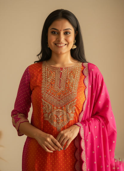 Soft Chinon Silk Suit For Women