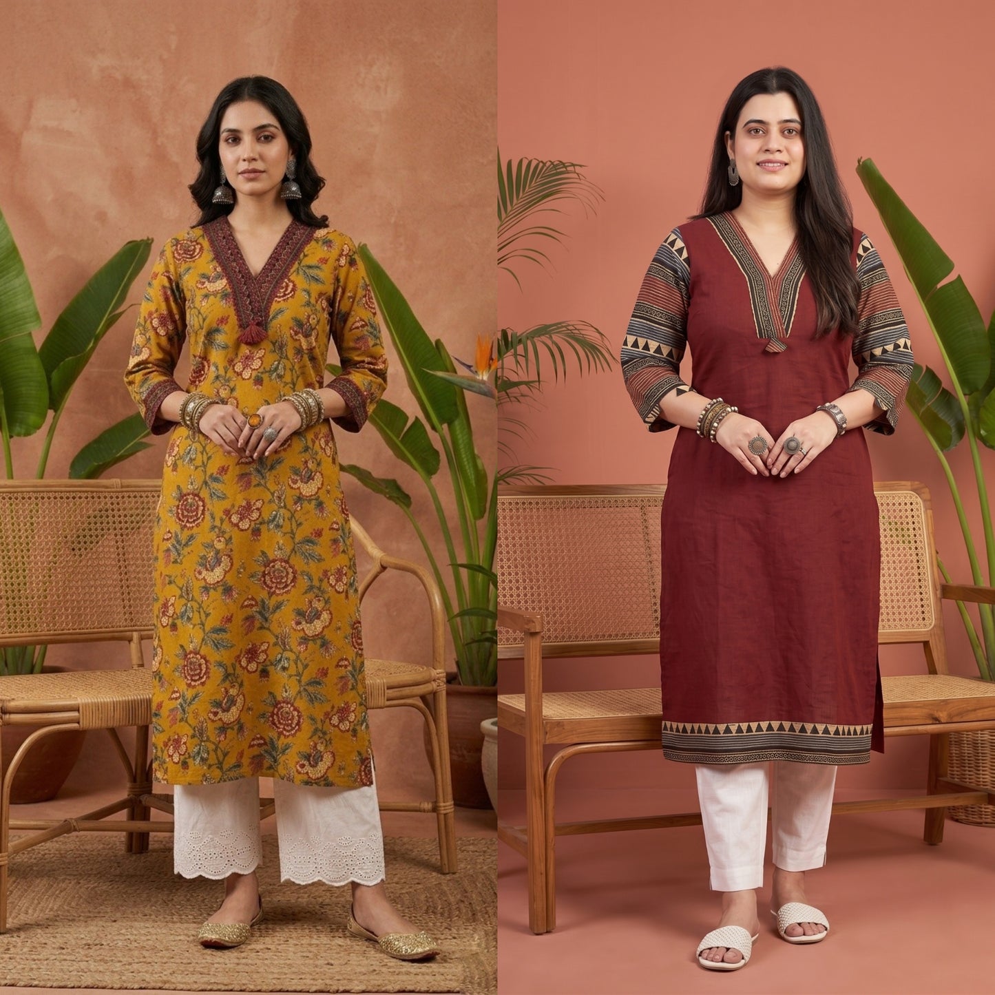 Airy cotton long kurta combo