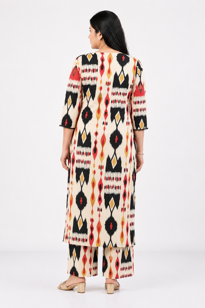 Gulzar ikkat printed cotton suit set