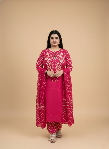 Amayra Cotton Kurta Embroidery Work Kurti Pant And Dupatta