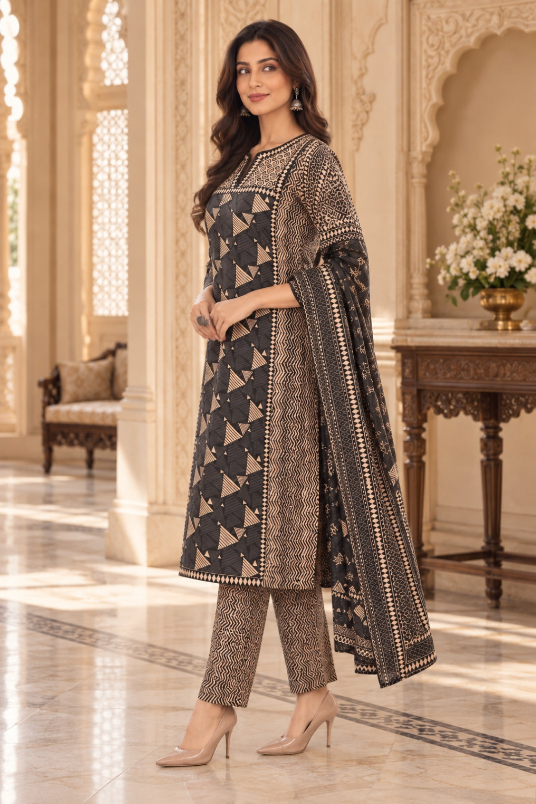 NAZAKAT cotton kurta set with pants & dupatta