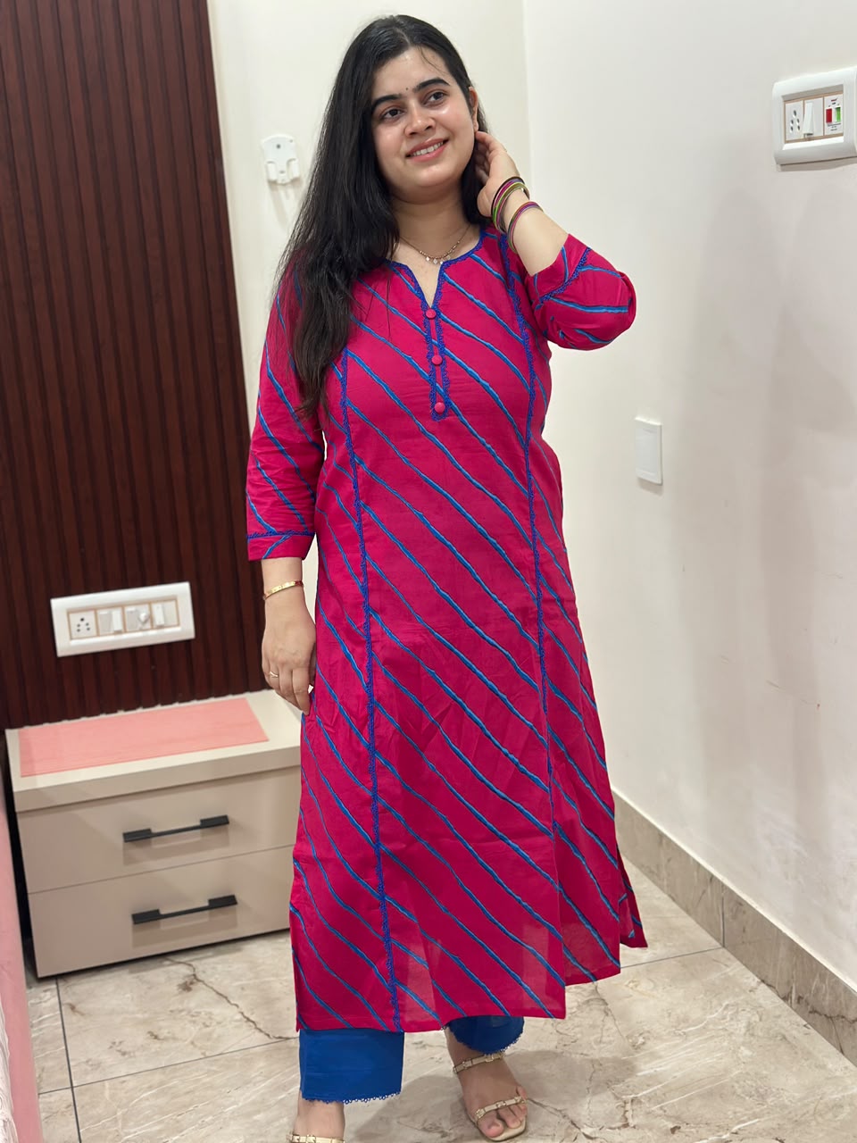 Gulzar lehriya cord set pink
