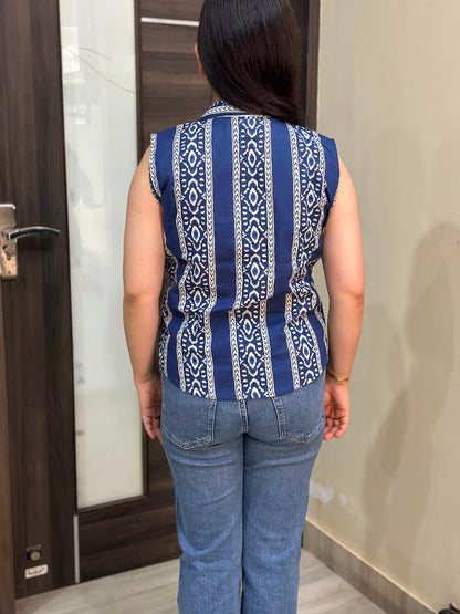 Short Cotton tunics for women Blue