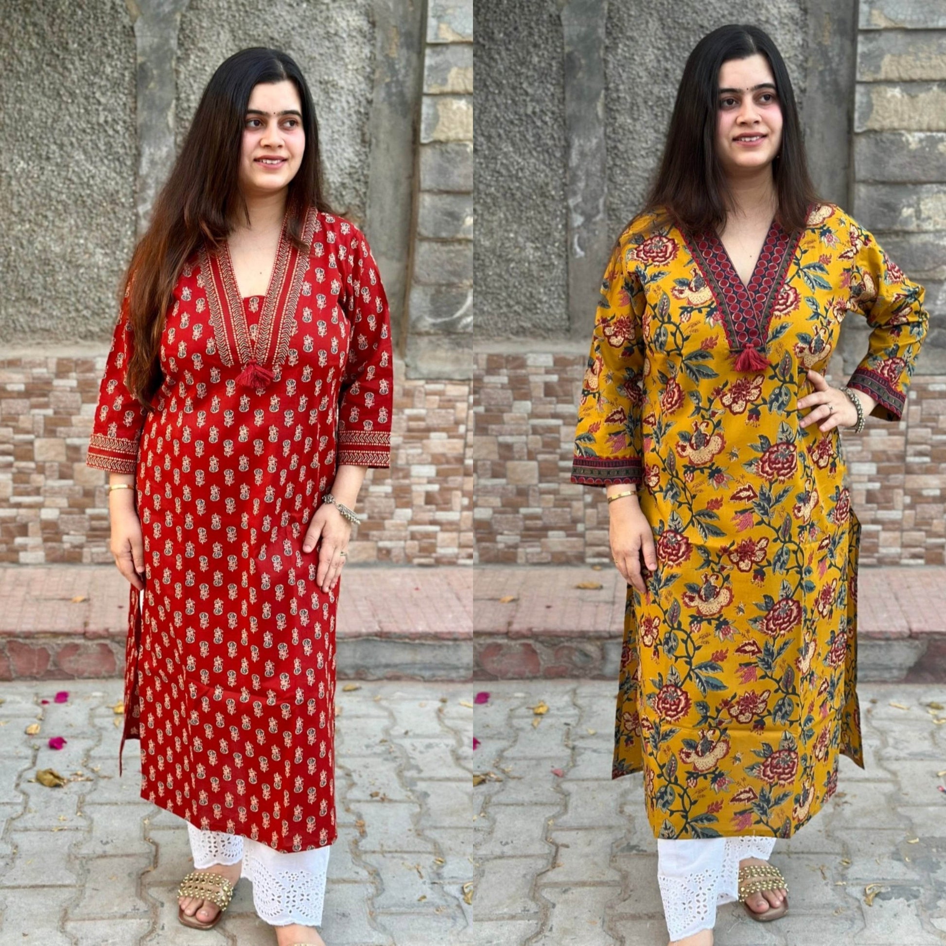 Airy cotton long kurta combo - Vijay Laxmi