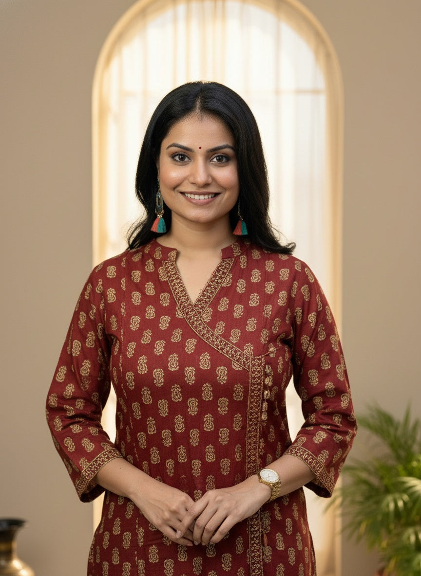 Angrakha Bagru Red Suit