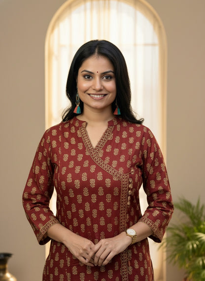 Angrakha Bagru Red Suit