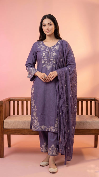 Jasmine Cotton kurta Set with dupatta