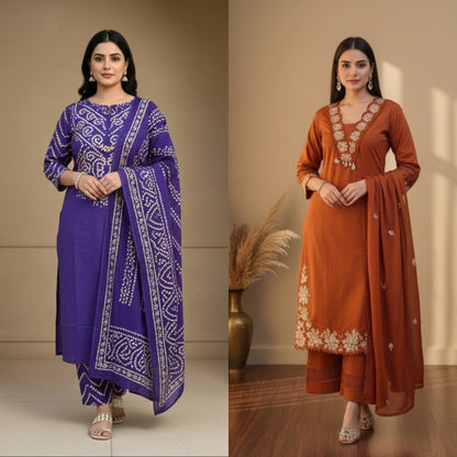 Suit set combo of two purple and orange