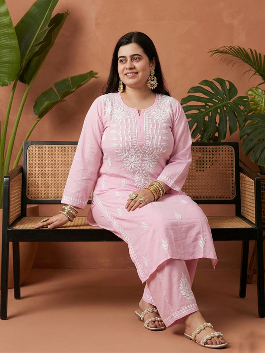 Modal chikankari kurta Set