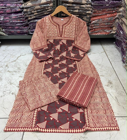 NAZAKAT cotton kurta set with pants & dupatta