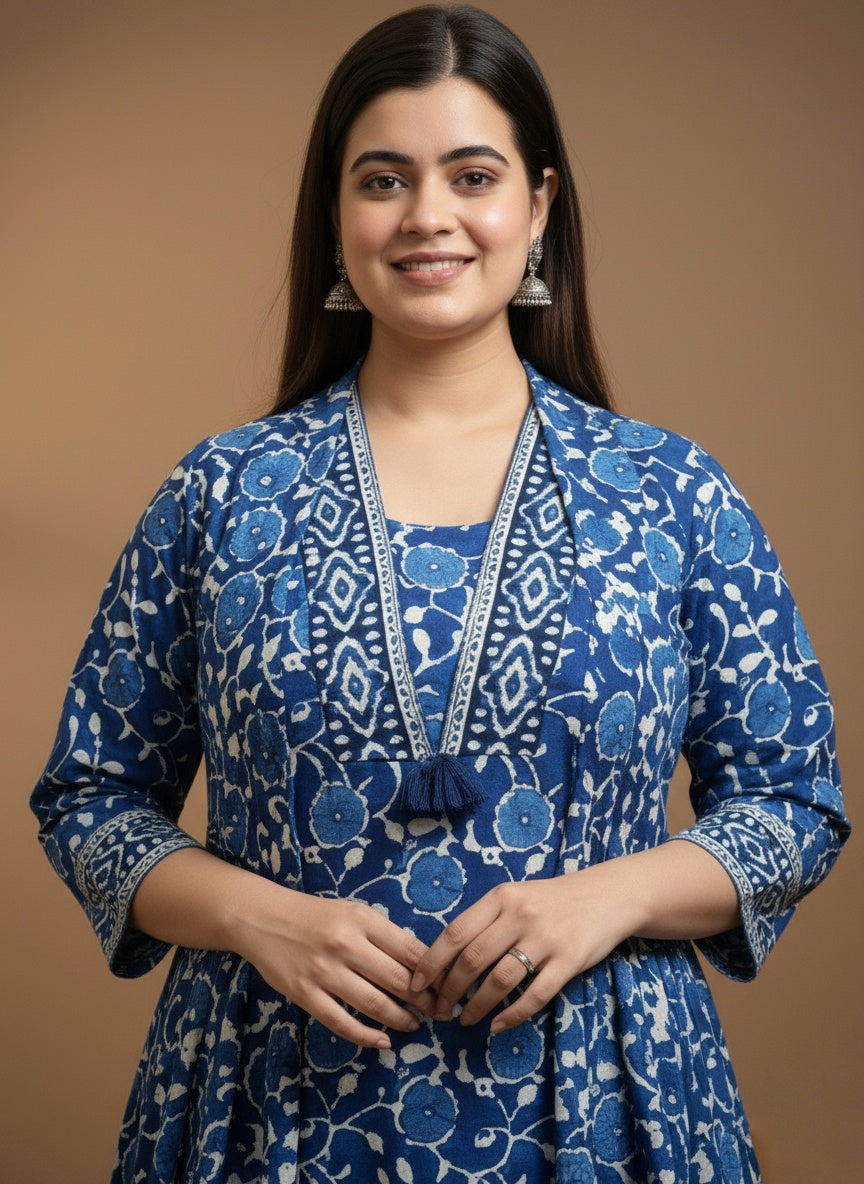 Indigo Cotton Suit For Women