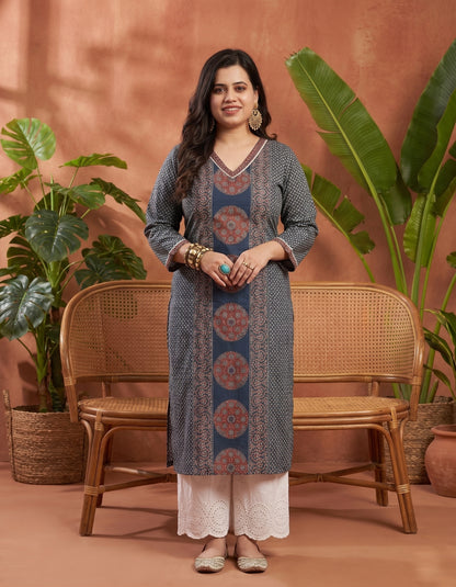 Breathable & Stylish Ajrakh Cotton Kurti for Women