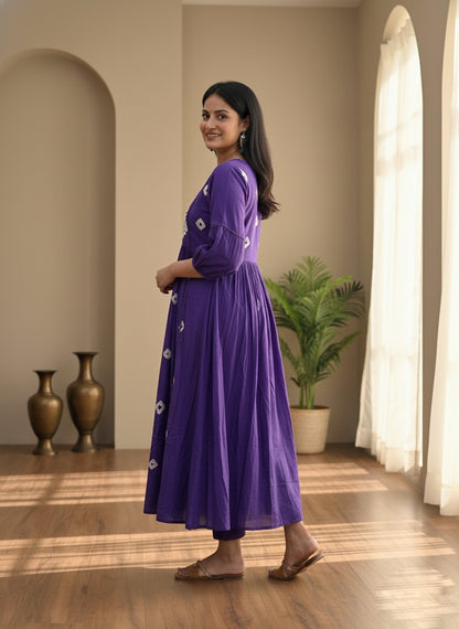 Premium Mul Cotton Kurta Set For Women Deep Purple