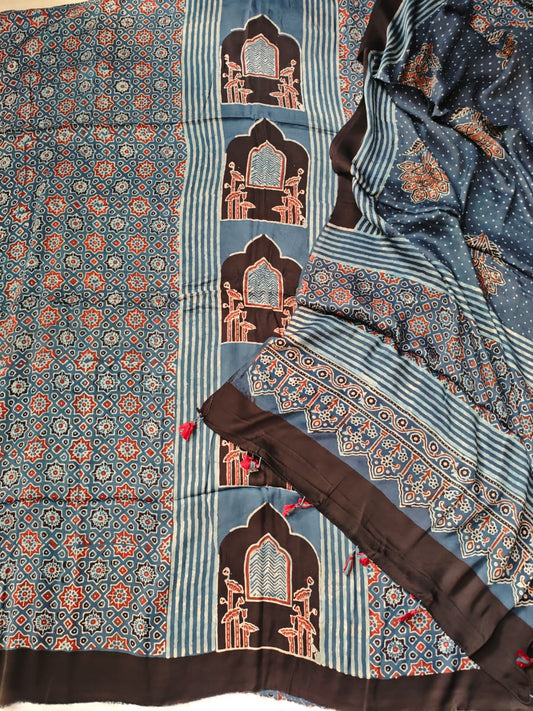 Modal Silk Ajrakh 2 Piece Unstitched Suit