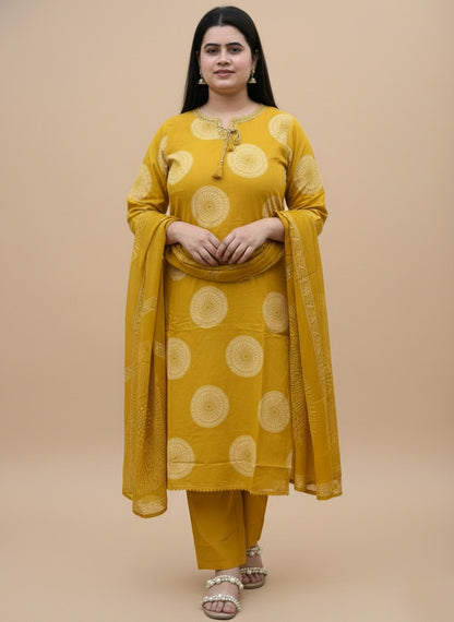 Kiara Cotton Kurta Patch Embroidery Work Kurti Pant And Dupatta