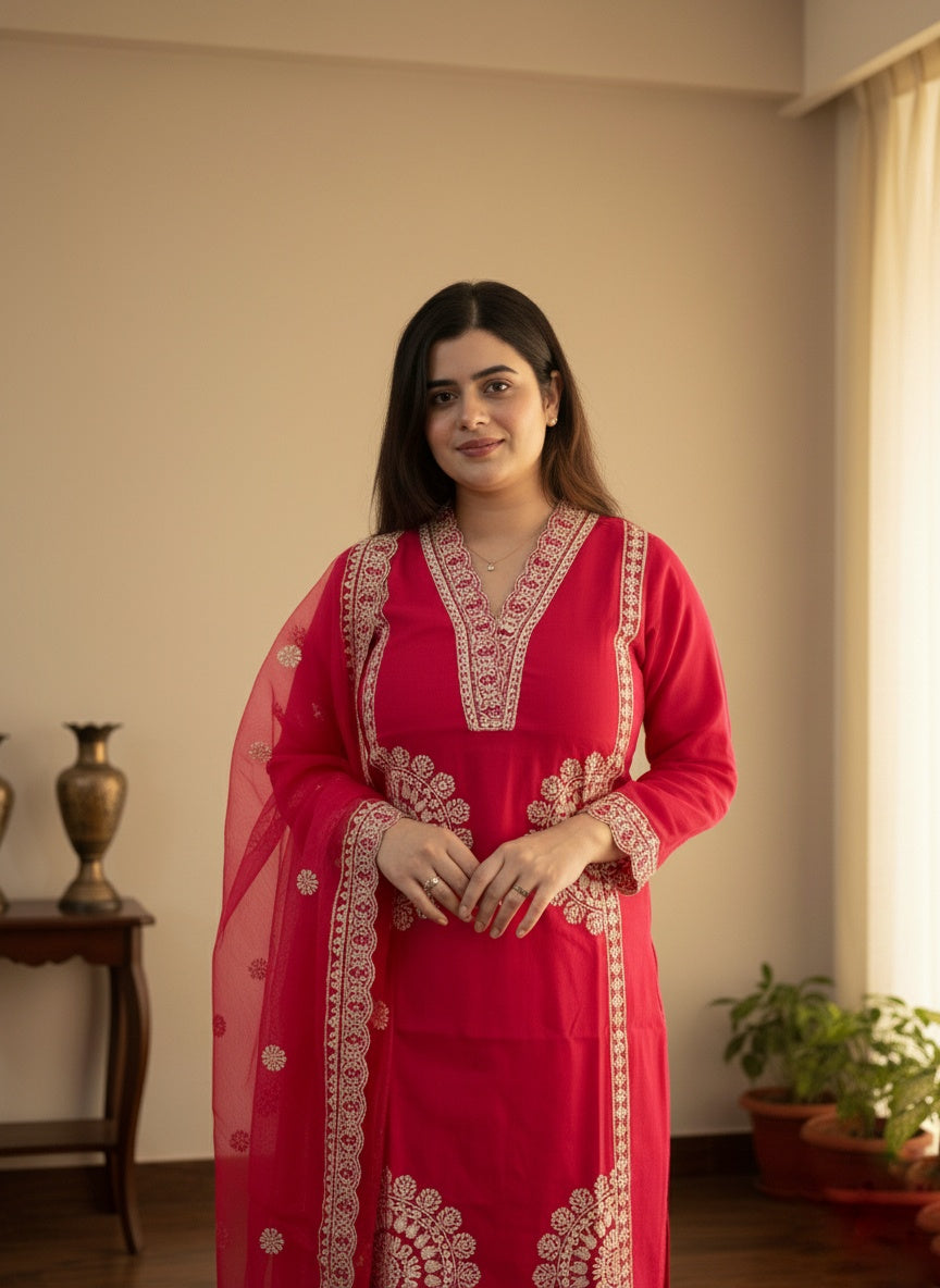 Muslin Silk Suit Set For Women