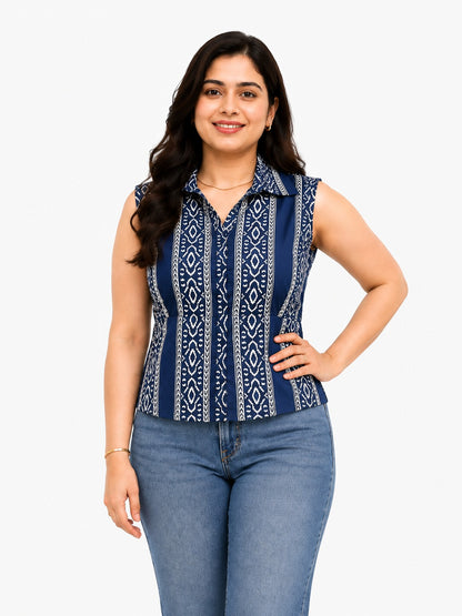 Short Cotton tunics for women Blue