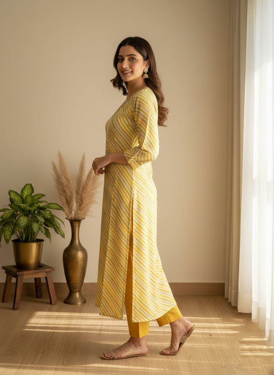 Muslin Silk lehariya Suit Set