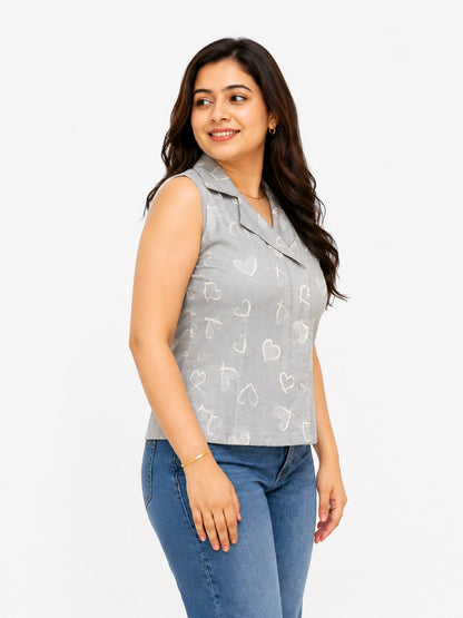 Short Cotton tunics for women Grey