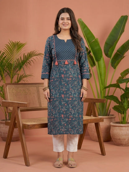 Everyday Cotton kurti - Breathable & Stylish Blue