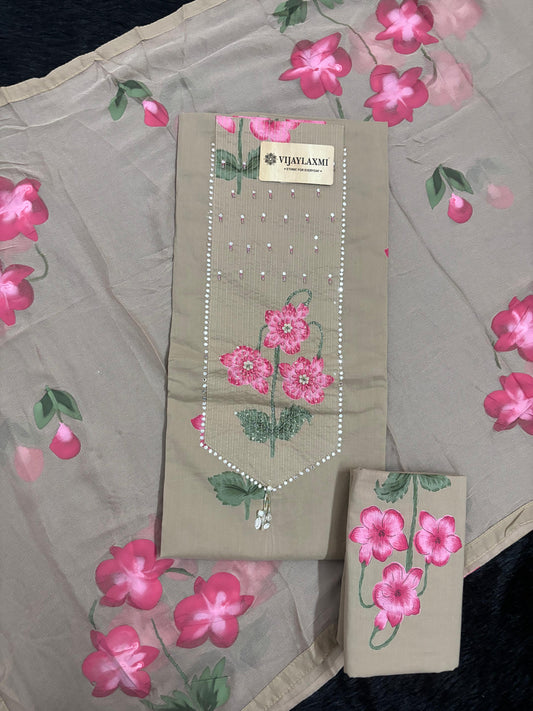 Cotton Suit Material with Chiffon Dupatta