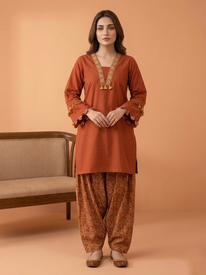 Jasmine Farshi Salwar Suit Rust
