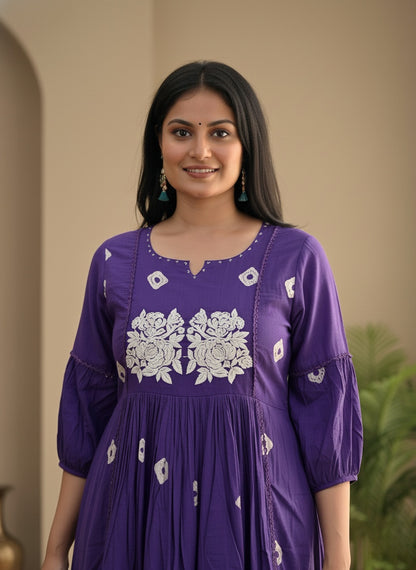 Premium Mul Cotton Kurta Set For Women Deep Purple