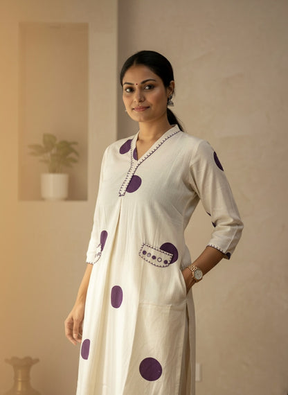 Polka Dot Cotton Kurta Set PPL