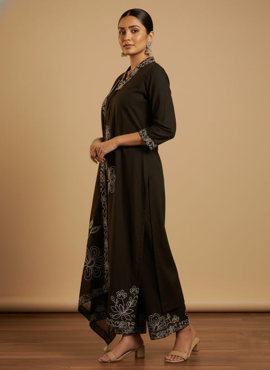 Cotton Kurta Set Black