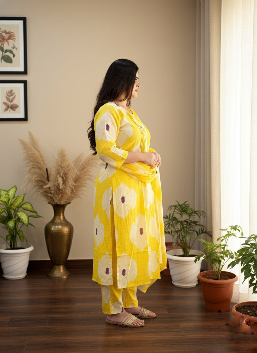 Floral Cotton Kurta Set for Women