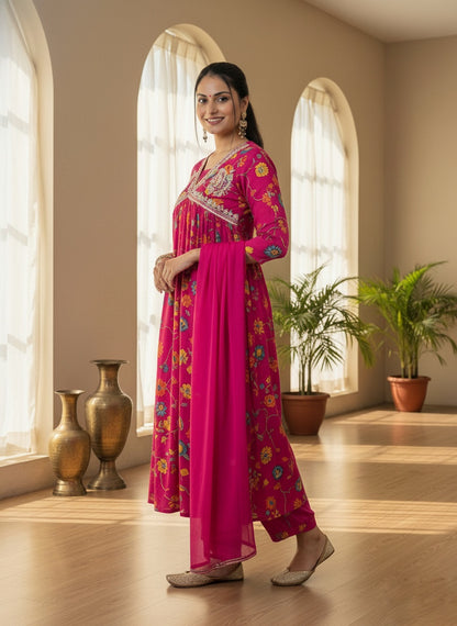 Alia Cut Chinon Suit Set