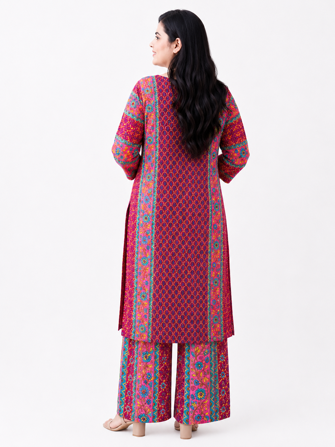 Gulzar printed cotton cord set pink