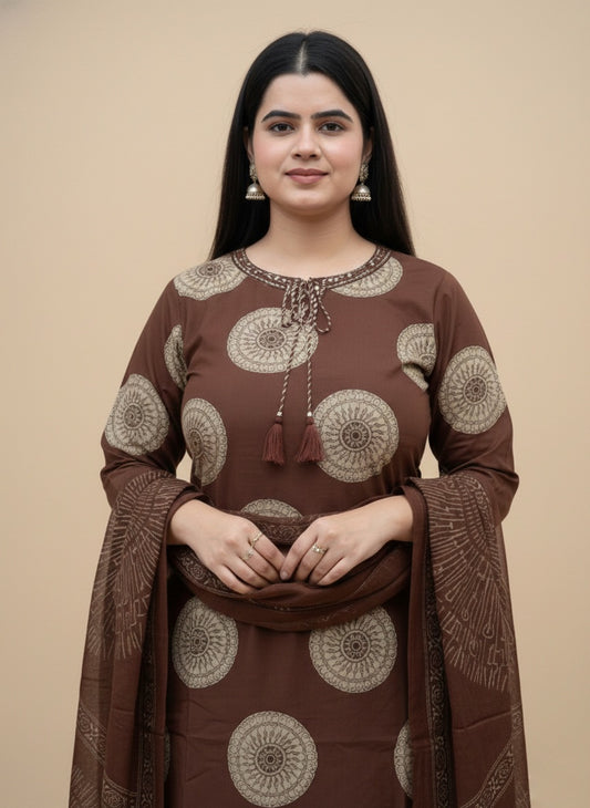 Kiara Cotton Kurta Patch Embroidery Work Kurti Pant And Dupatta