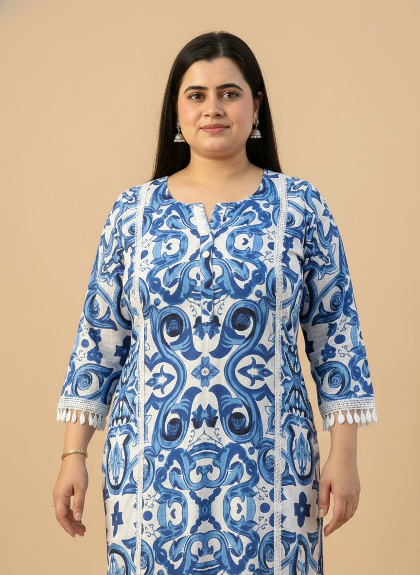 Airy Cotton kurti for women Indigo