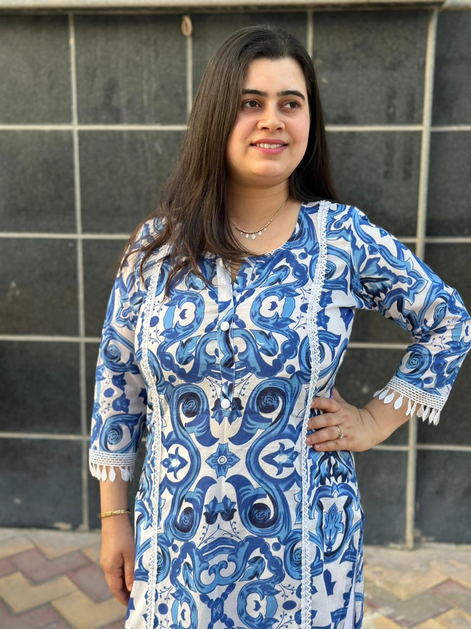 Airy Cotton kurti for women Indigo