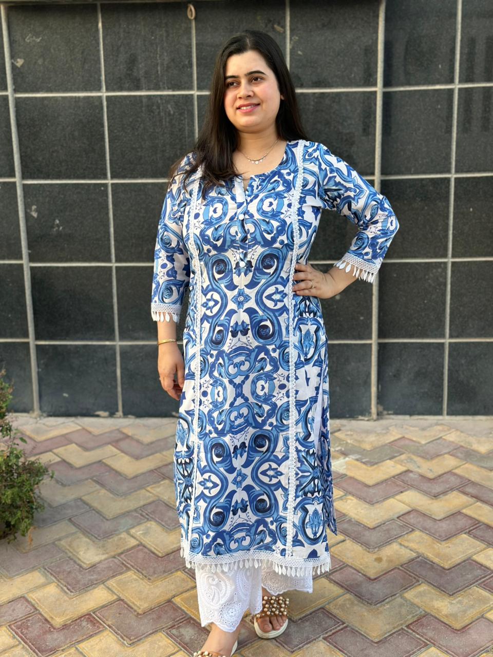Airy Cotton kurti for women Indigo