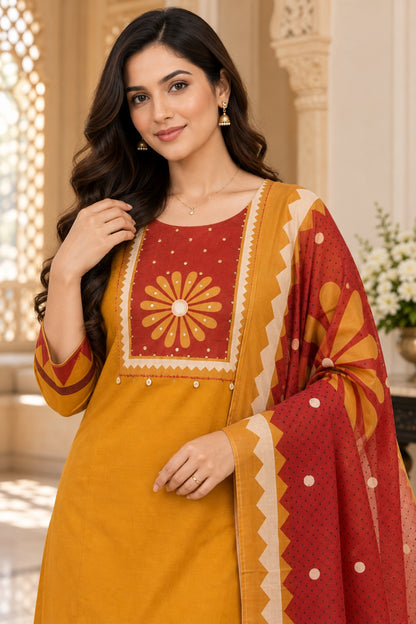 NAZAKAT cotton kurta set with pants & dupatta