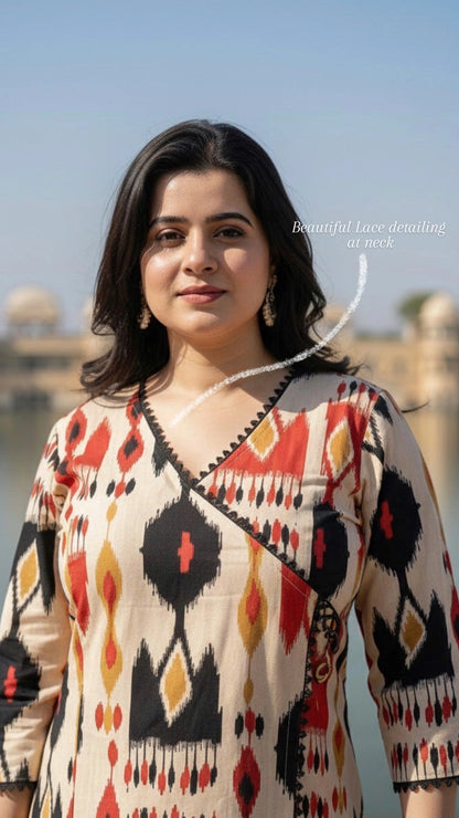 Breathable & Stylish Ikkat Print Cotton Kurti