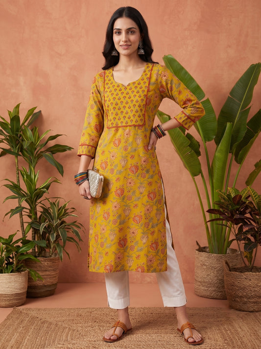 Gulmohar Cotton kurti for women floral